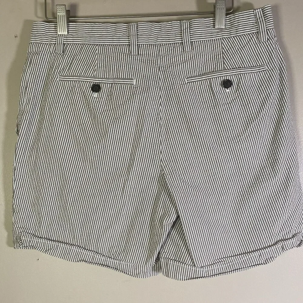 Banana Republic Aiden Seersucker Shorts Men's 32 Taupe Stretch Preppy Casual